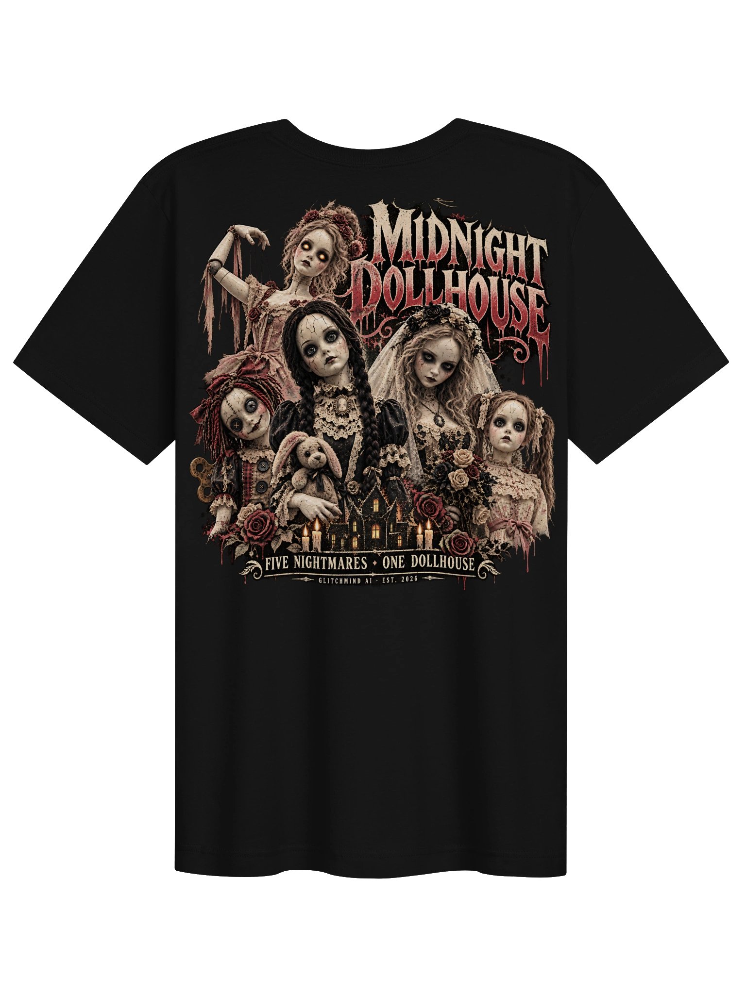 Midnight Dollhouse “Five Nightmares” Back Print T-Shirt product image (2)