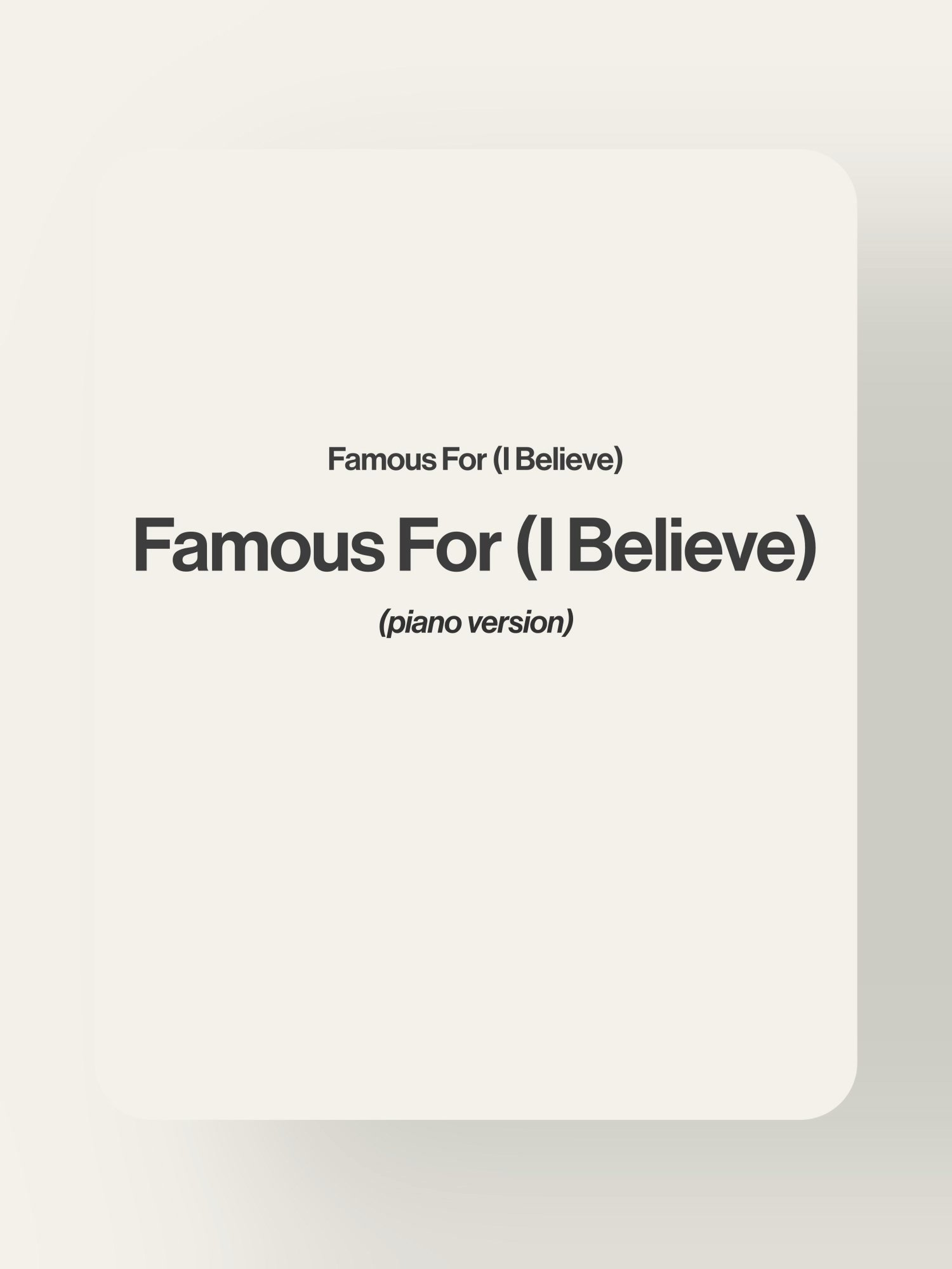 Famous For (I Believe) - Tauren Wells, Jenn Johnson product image (1)