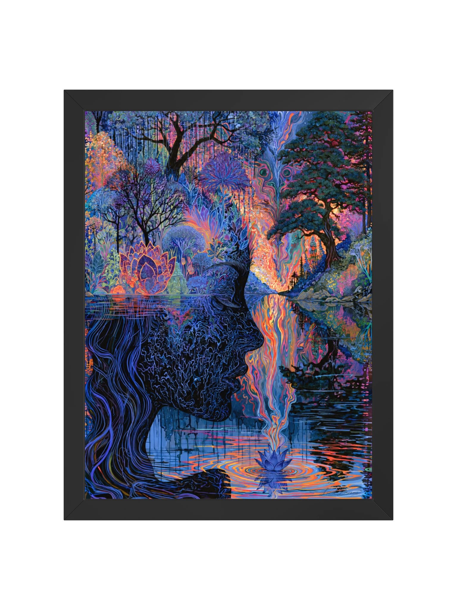 Surreal Botanical Portrait Framed Art Print — The Lotus of Endless Dreams product image (5)