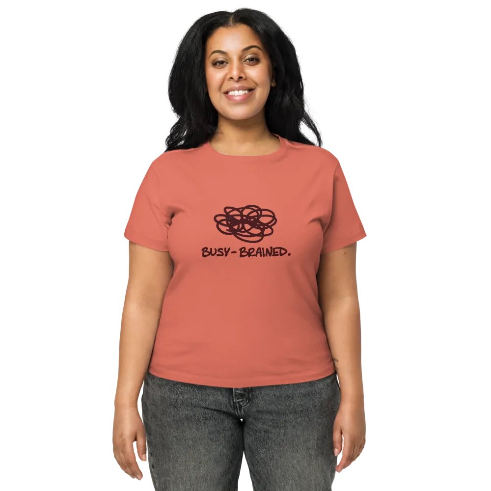 BUSY-BRAINED (maroon design) printed waist-length tee product image (2)