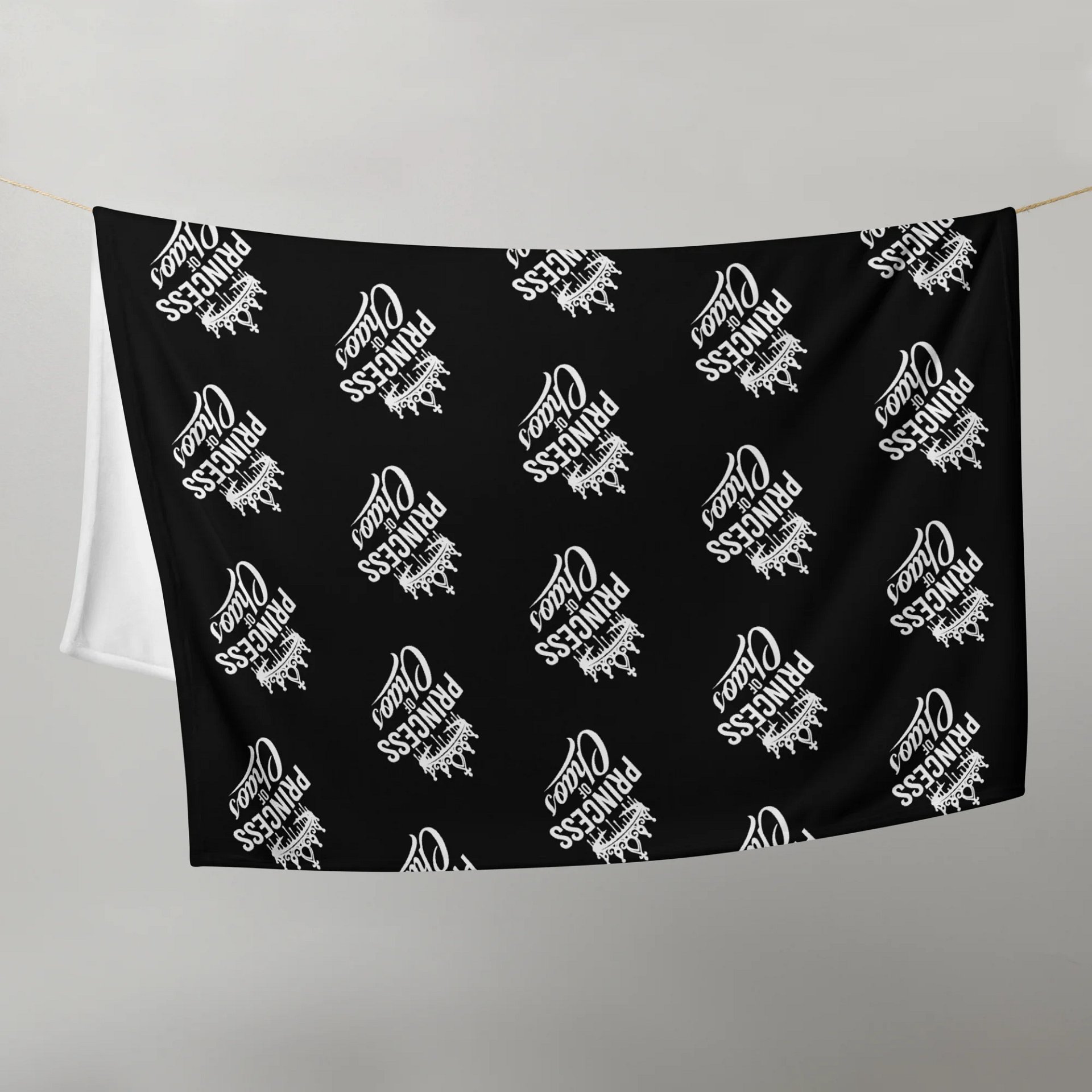 Princess of Chaos Tiara Throw Blanket (Black & White) product image (5)