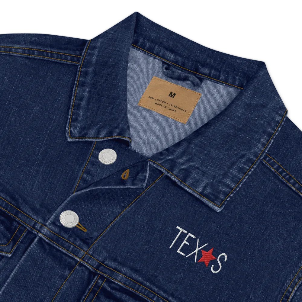 'Lone Star' Embroidered Unisex Denim Jacket product image (7)