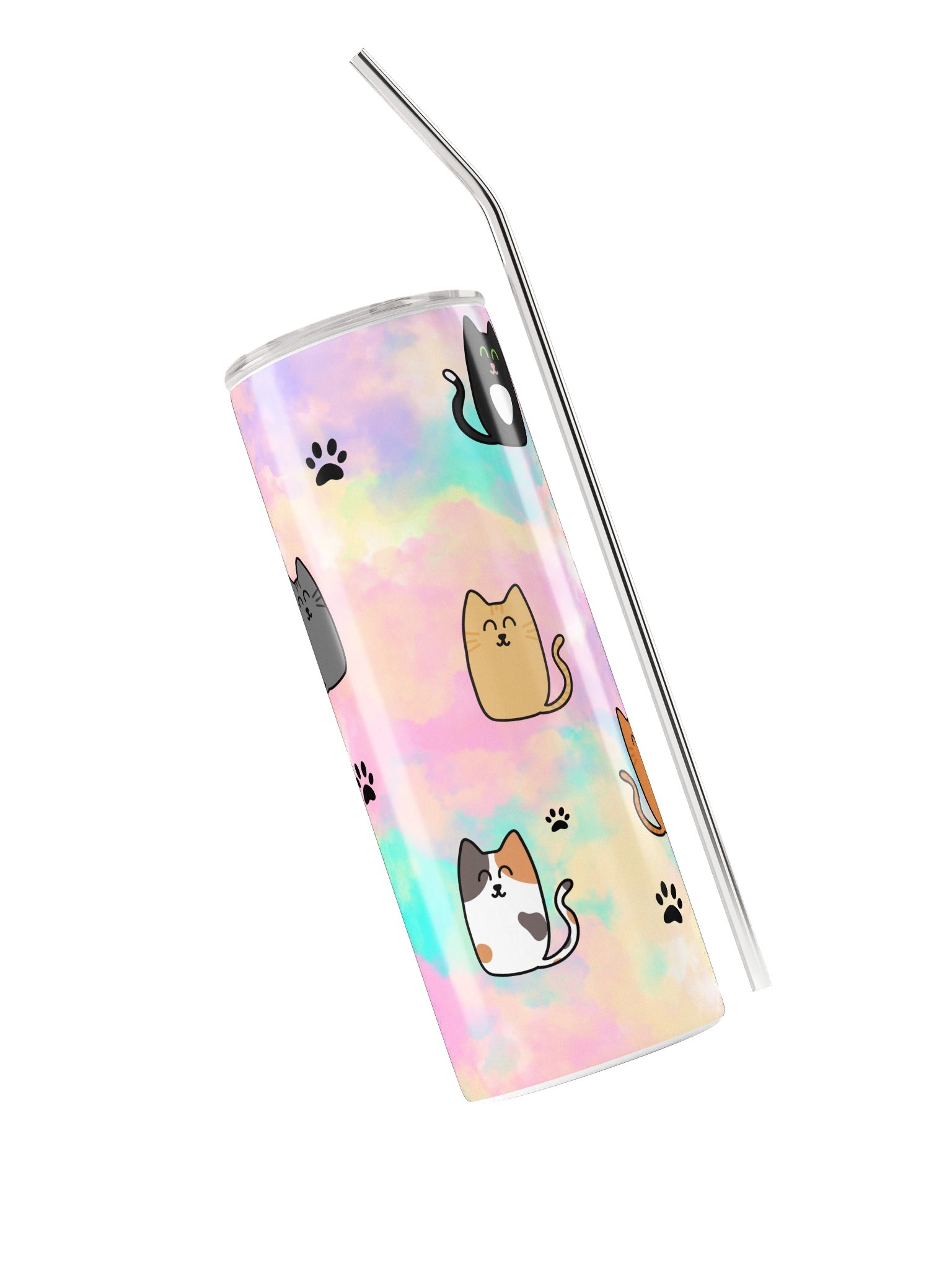 Cats Tie Dye Stainless Steel Cup w/ Straw product image (3)