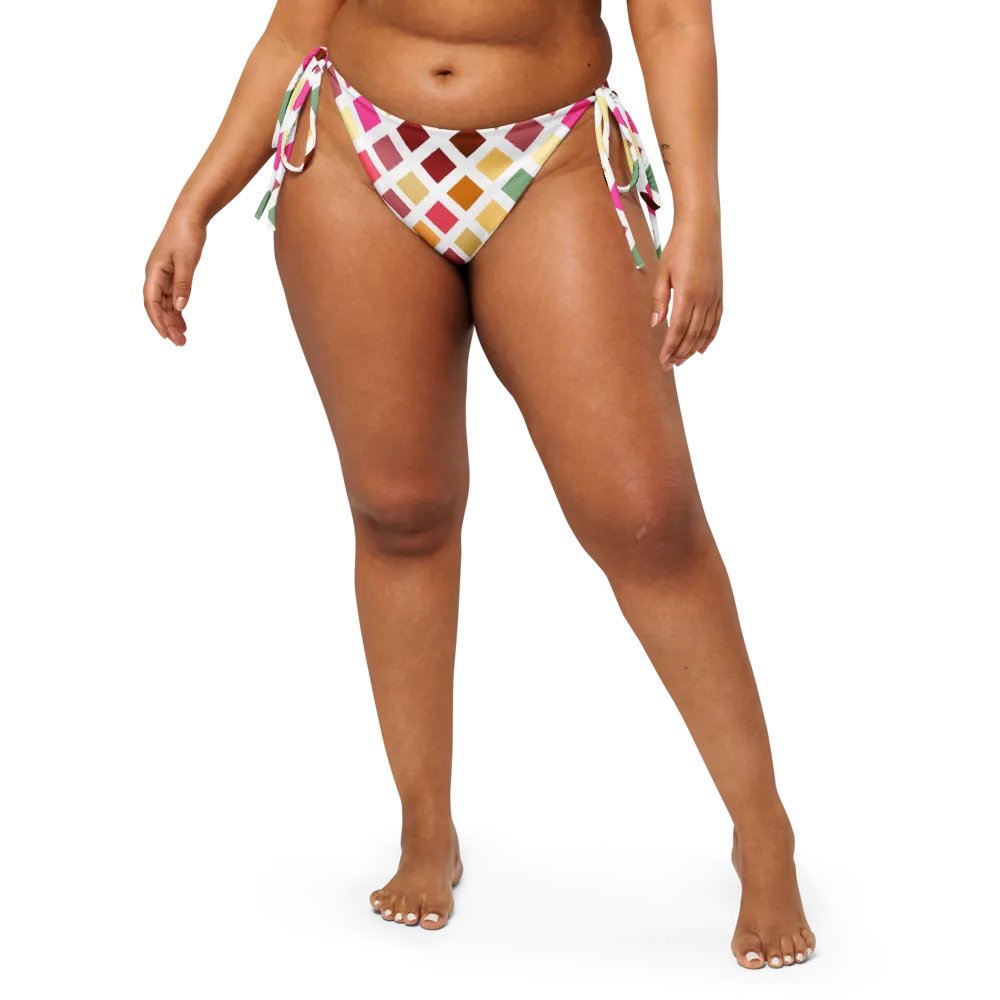 Colorful Square Pattern Design String Bikini Bottom - v4 product image (1)