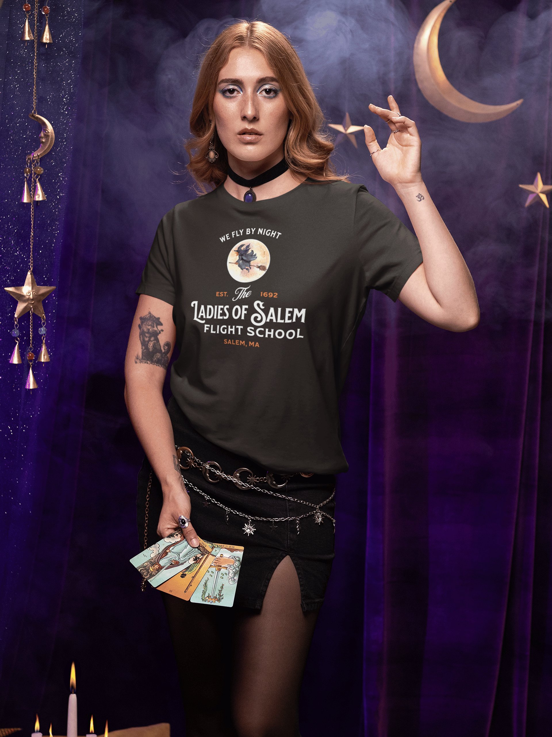 Witch Flying Broomstick Women's Halloween T-Shirt product image (1)