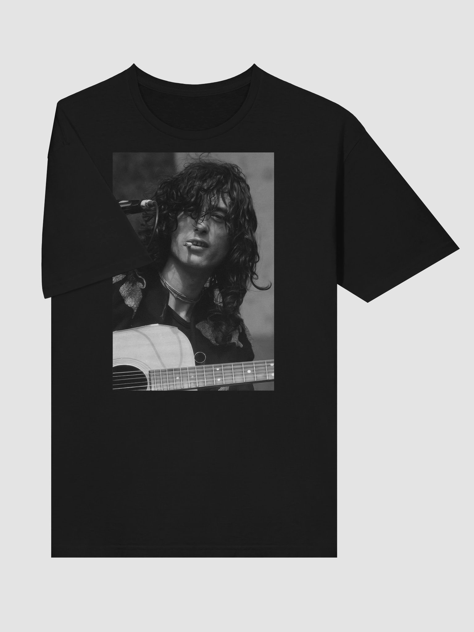 Jimmy Page Acoustic Guitar T-Shirt | Led Zeppelin Classic Rock Graphic Tee product image (3)
