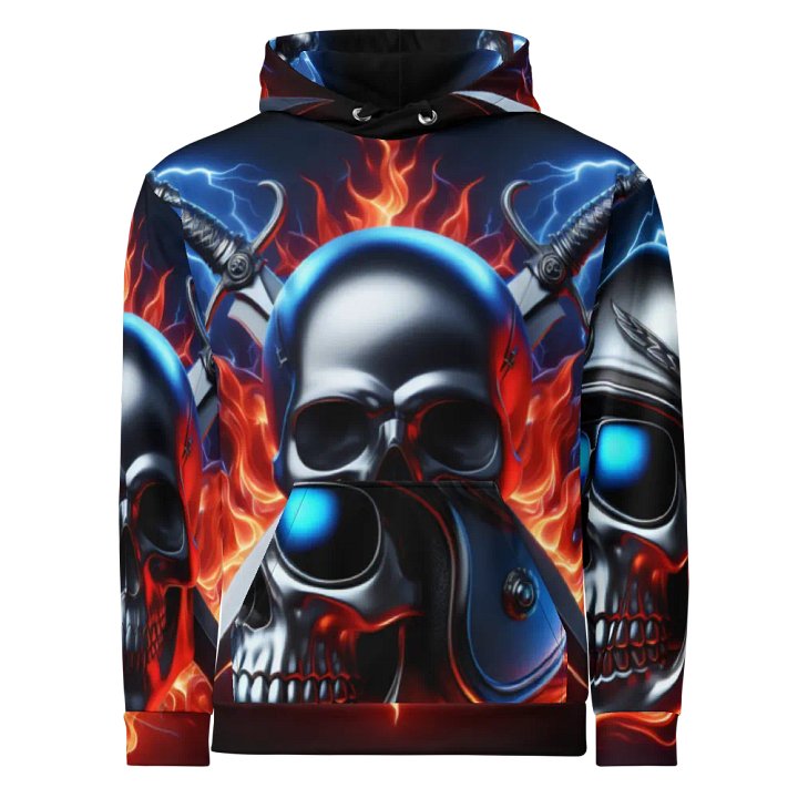 Silver Digital Skull Art - Unisex Skull Hoodie #30 product image (1)
