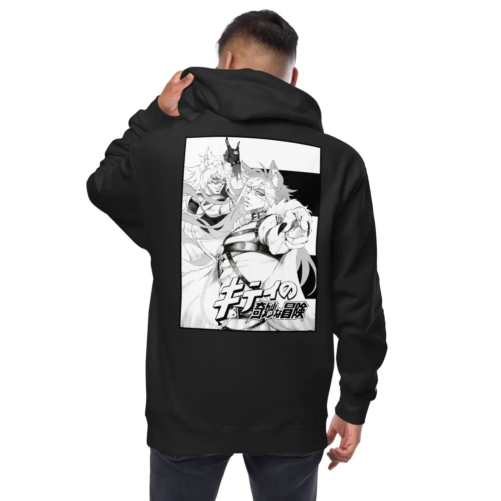Embroidered Kitty's Adventure Zip-Up Hoodie - black and white product image (7)