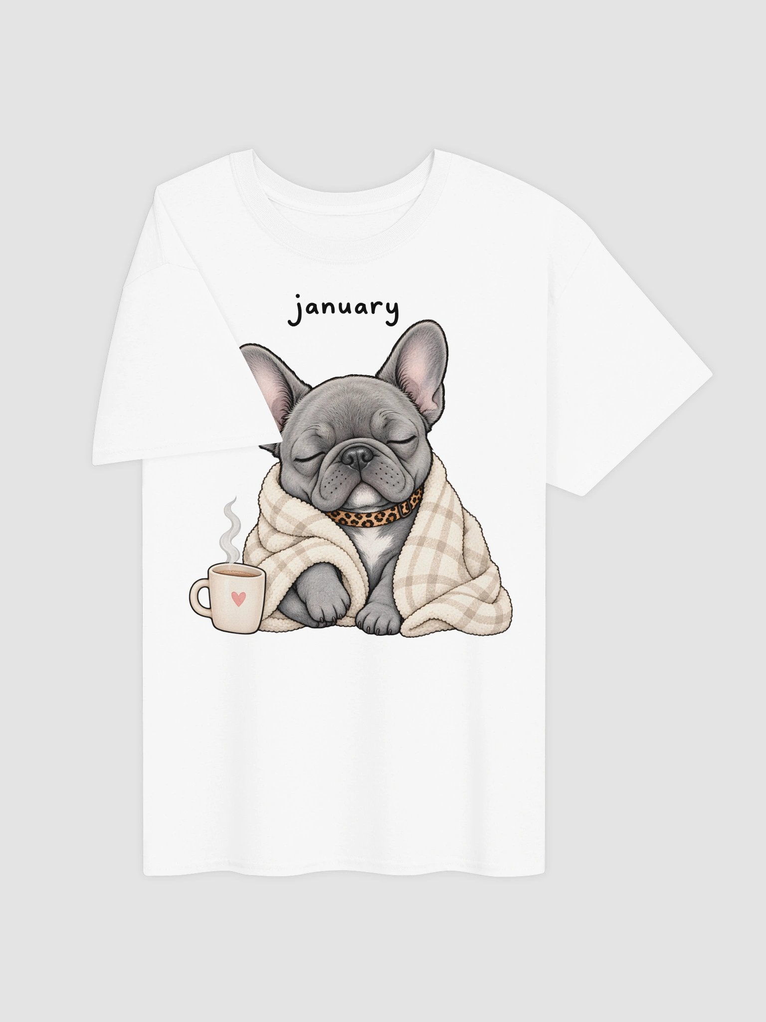 Cozy January French Bulldog Birthday Shirt - Cute Winter Dog & Coffee T-Shirt product image (2)