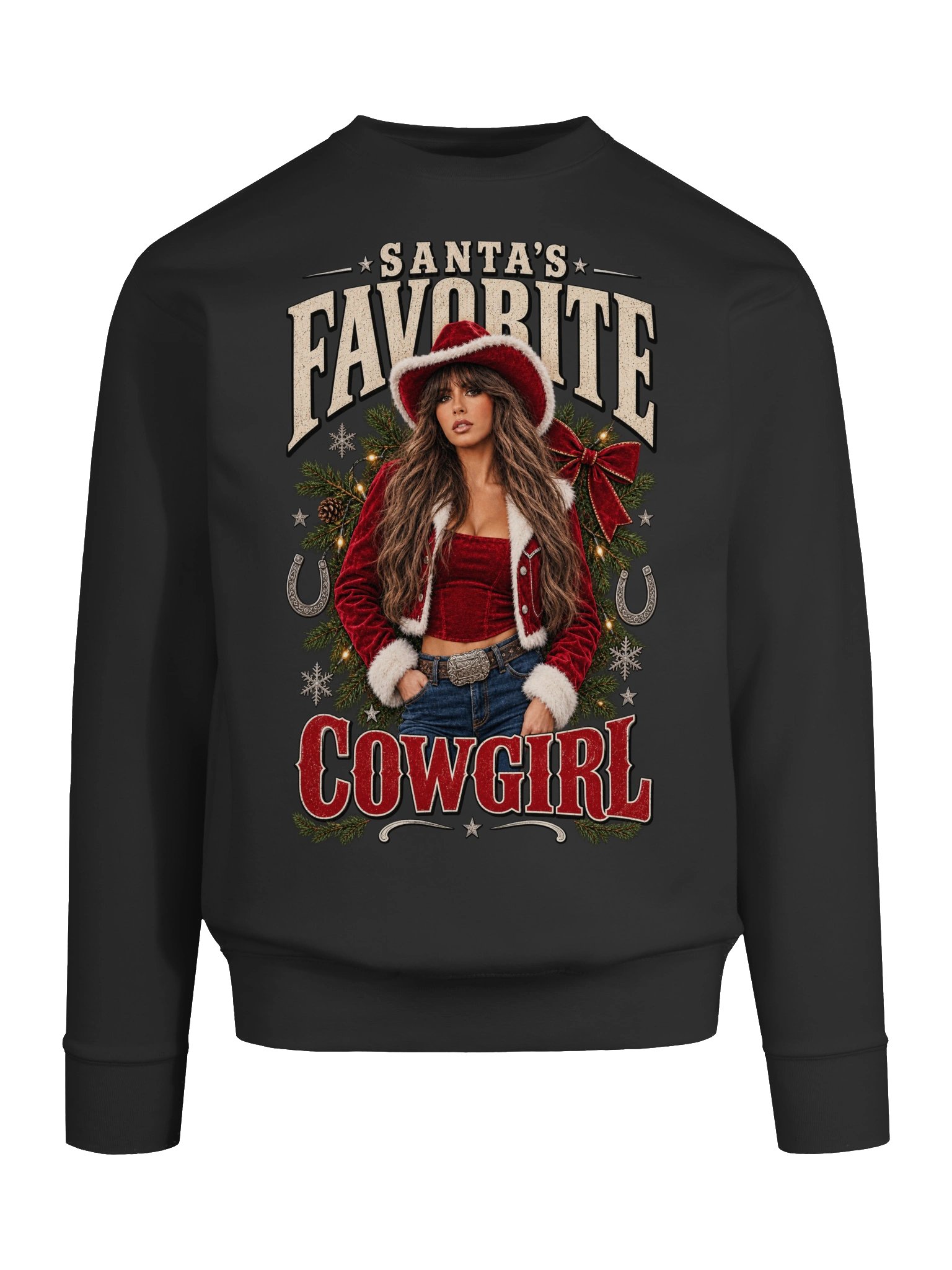 Santa’s Favorite Cowgirl™ Christmas Unisex Sweatshirt product image (8)