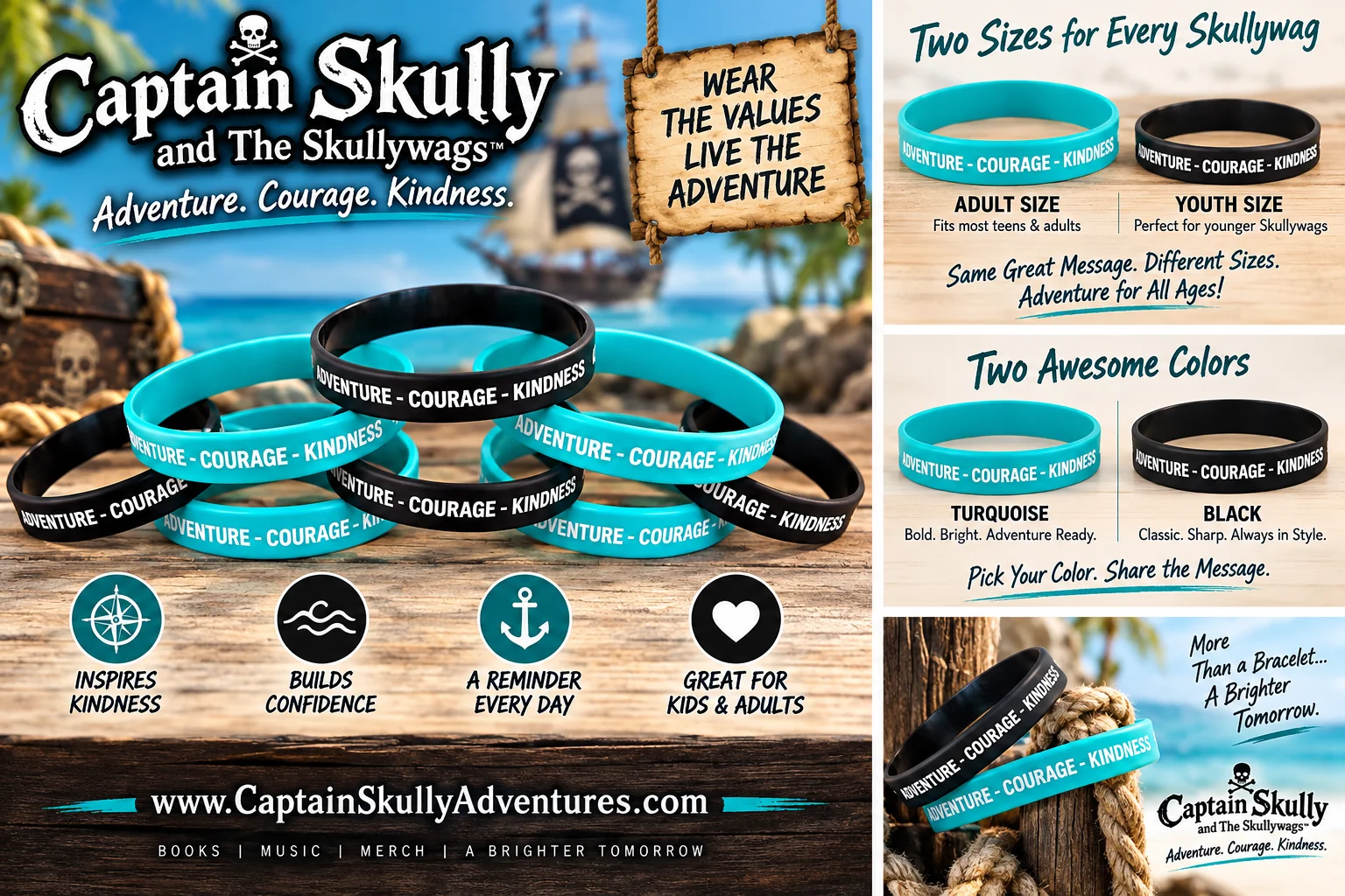 Adventure • Courage • Kindness Silicone Wristband product image (2)