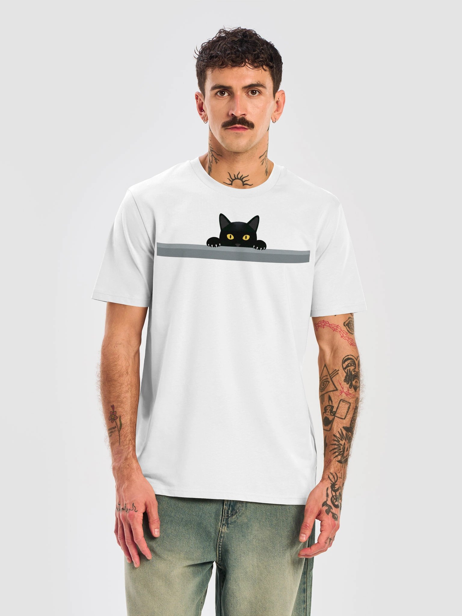 Black Cat Over Wall T-shirt product image (4)