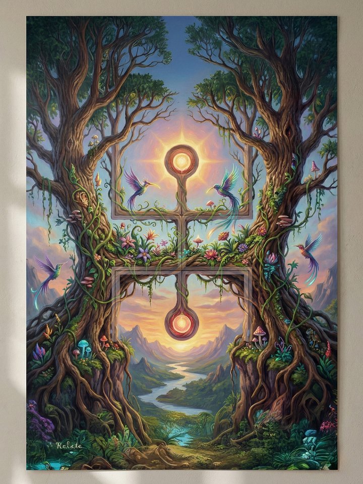 Relate | Sacred Circuits Glyph #10 – Surreal Nature Harmony Art - Vertical Poster product image (1)