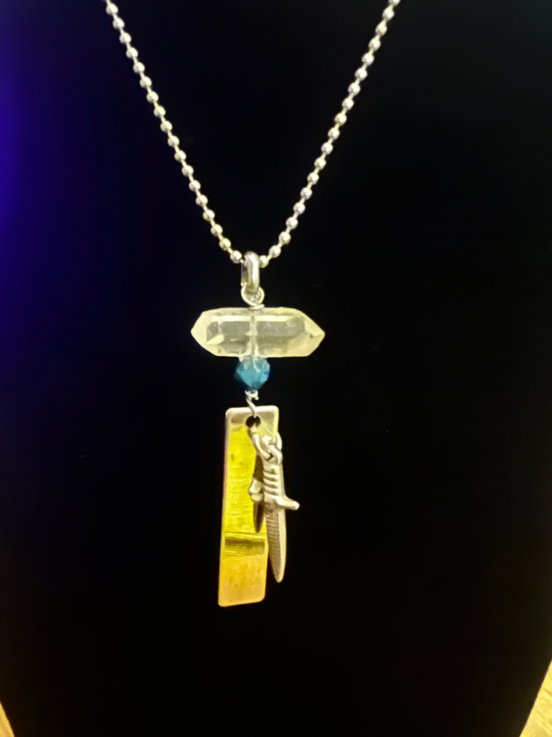 Herkimer, Rainbow Tigers Eye, dagger and bar necklace product image (1)