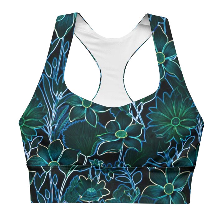 Trippy Floral Teal/All-Over Print Longline Sports Bra by Sublicolor product image (1)