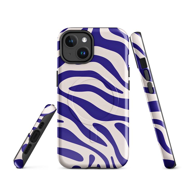 Wavy Lines (Blue and White) MagSafe® Tough Case for iPhone® product image (1)