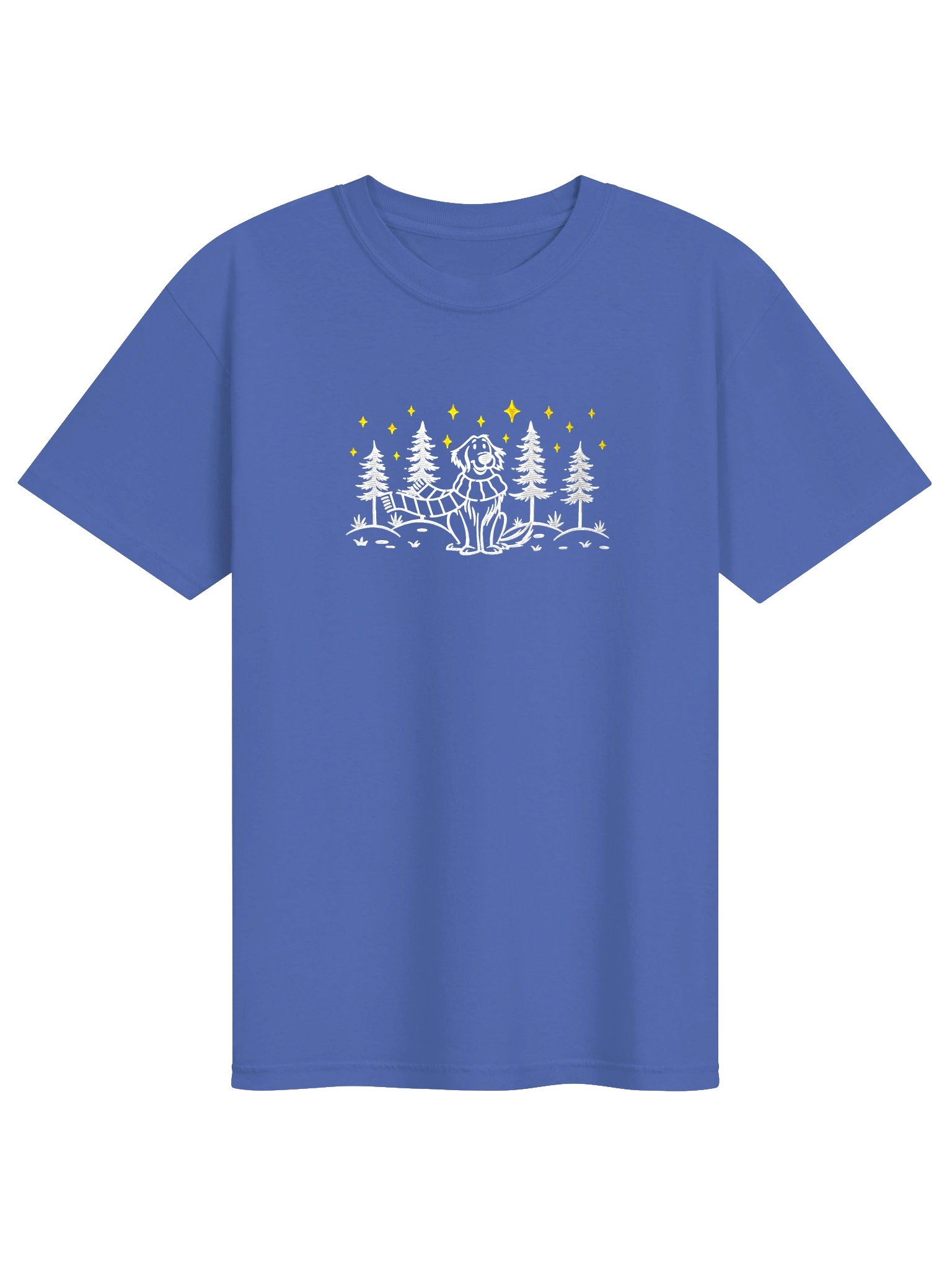 Golden Retriever Winter/Christmas Line Art Design Embroidered T-Shirt product image (25)