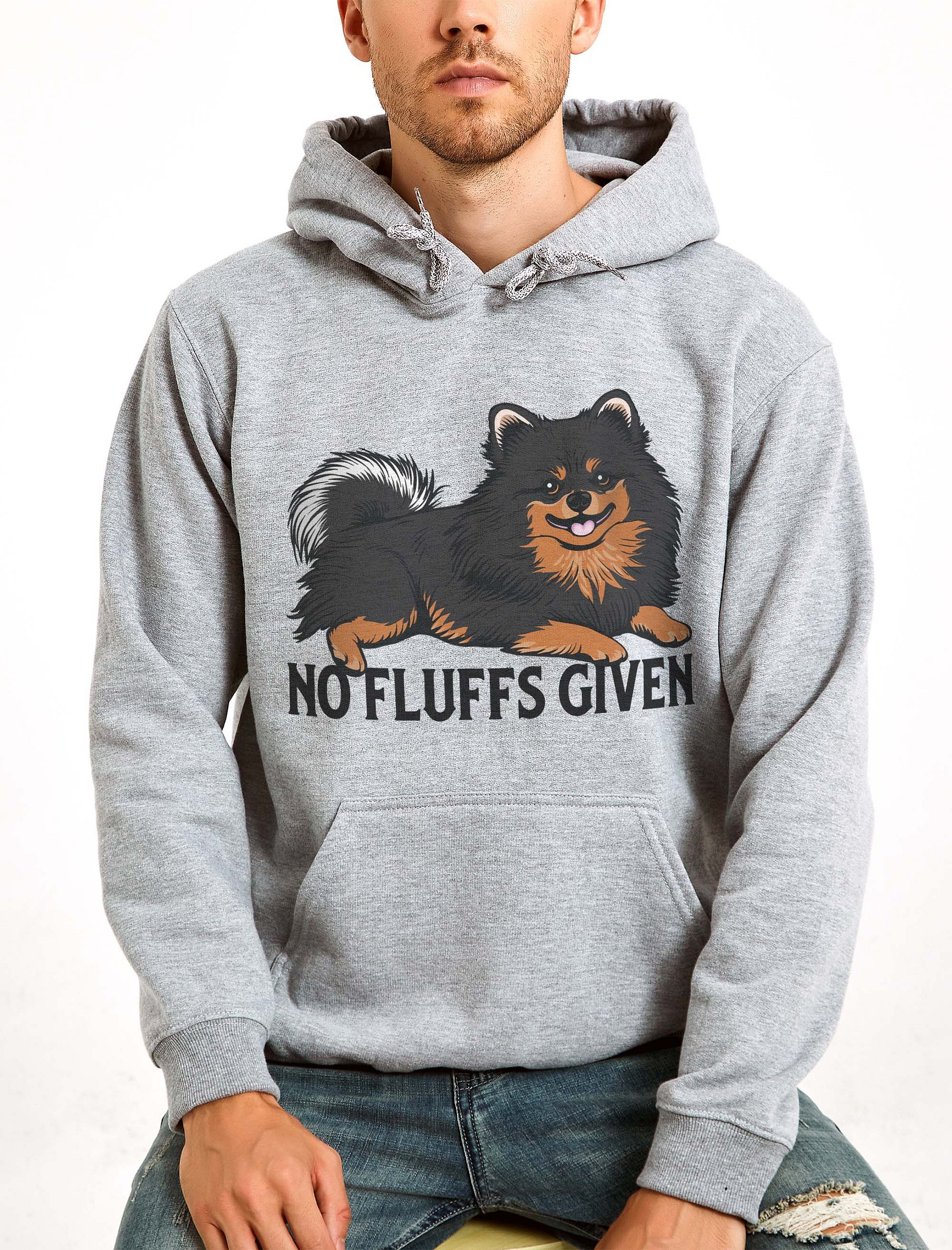 No Fluffs Given Hooded Sweatshirt of a Pomeranian(Tricolor) | Funny Hoodie for Pomeranian Paw-rents product image (2)