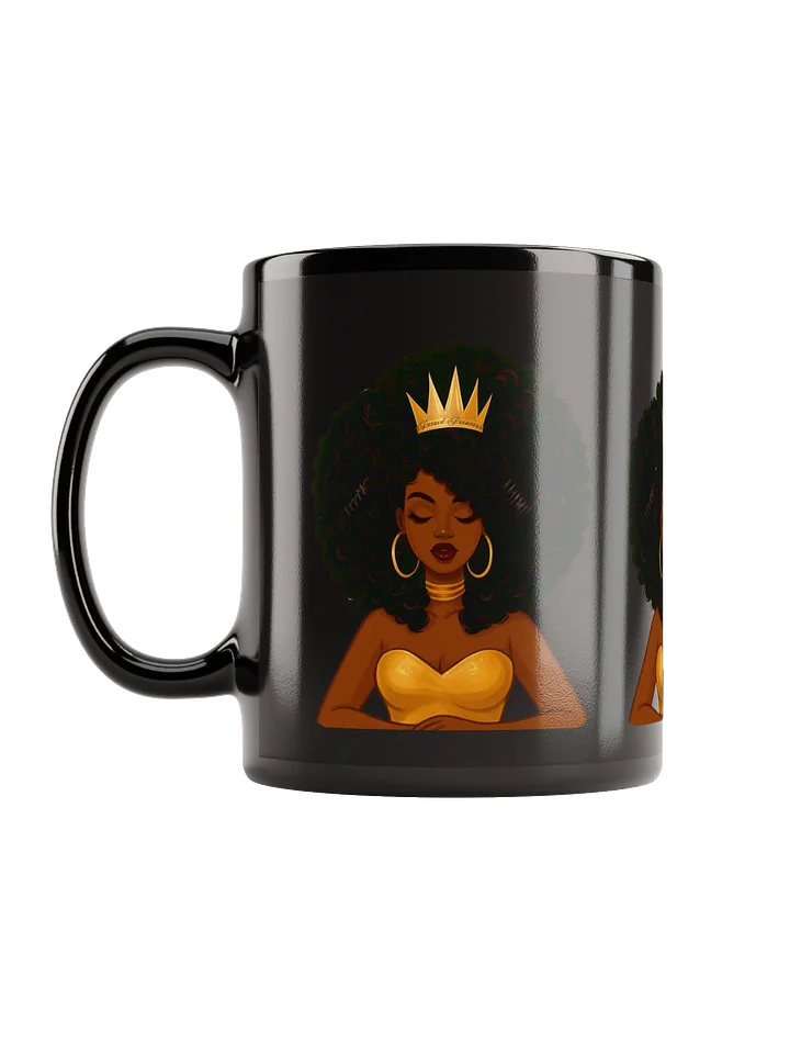 Triple Crowned Afro Queen — Black Glossy Mug product image (1)