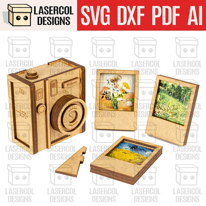 Instant Camera Photo Frames Box - Laser Cut Files product image (1)