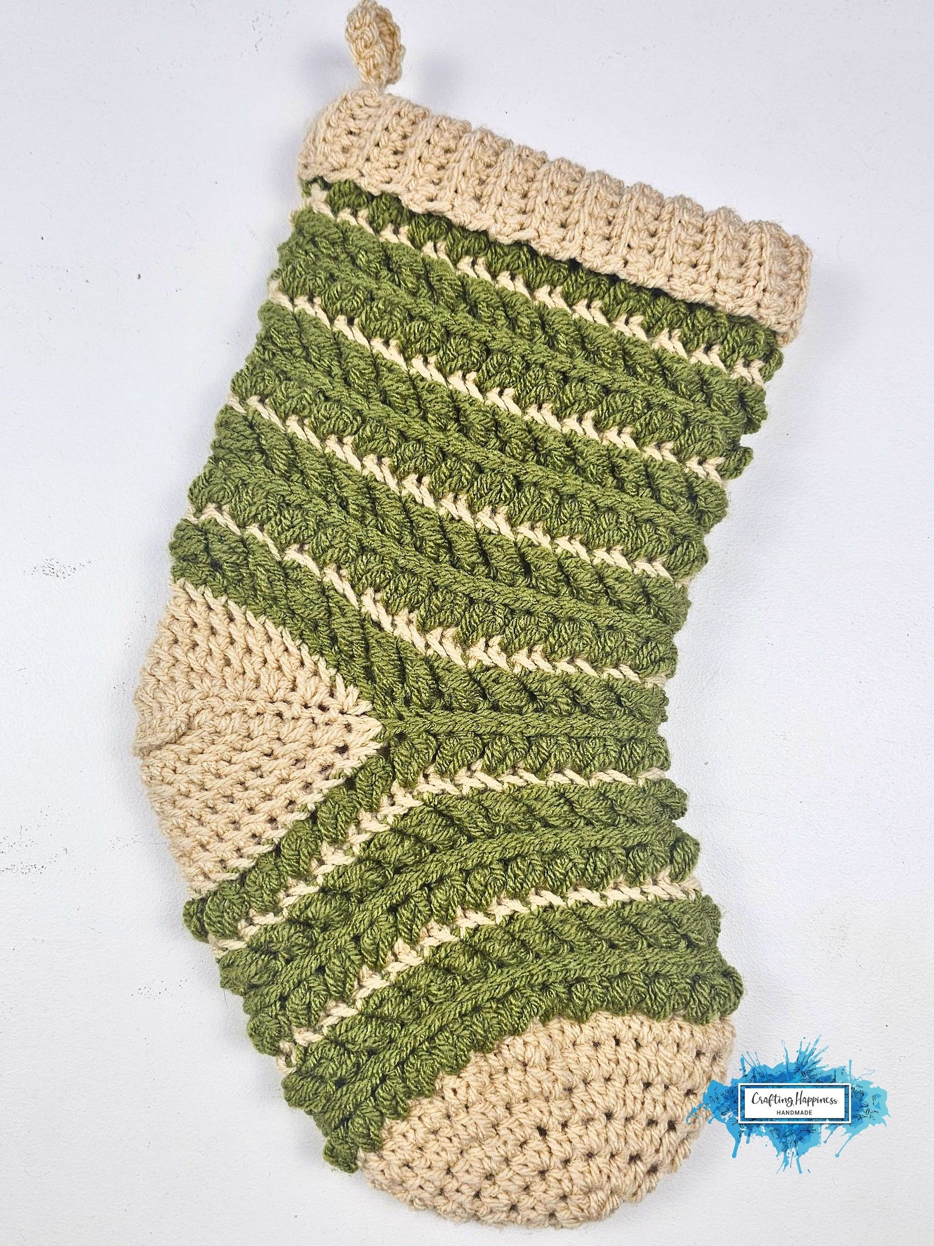 CROCHET PATTERNS + VIDEO | Christmas Stocking Pattern pdf | Moon Fern Christmas Collection | Textured Holiday Sock | Mantel Decor product image (4)