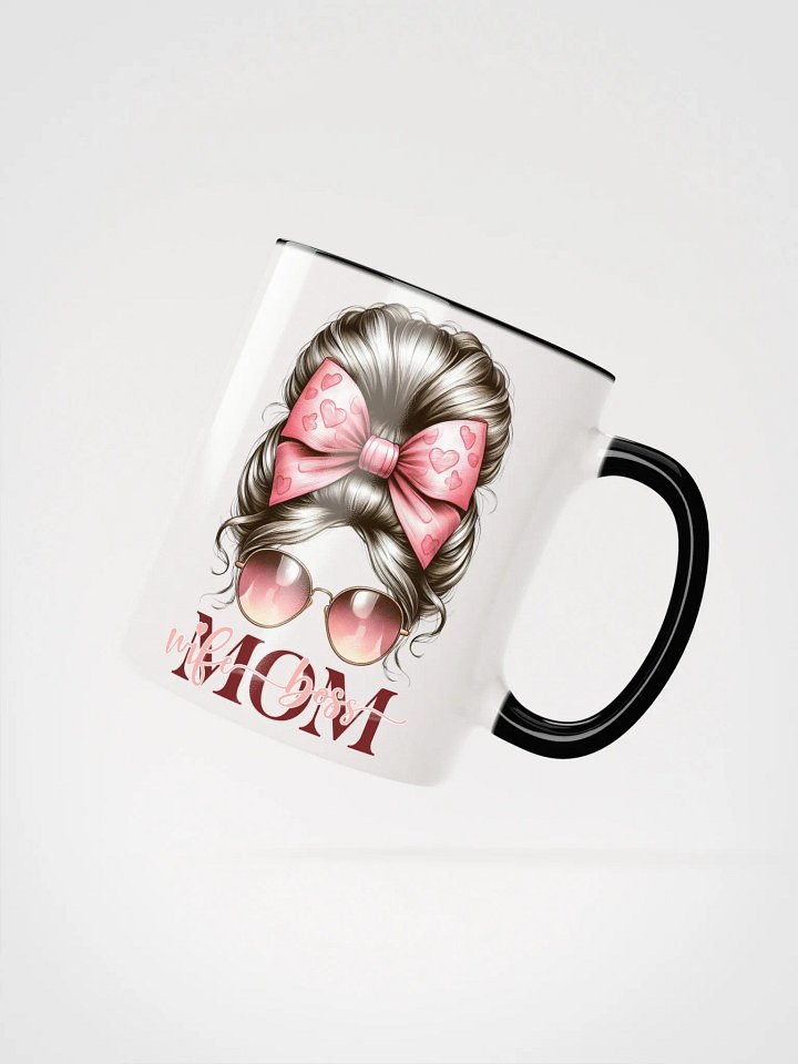 Pink Heart Bow Mom Wife Boss Messy Bun Mug product image (2)