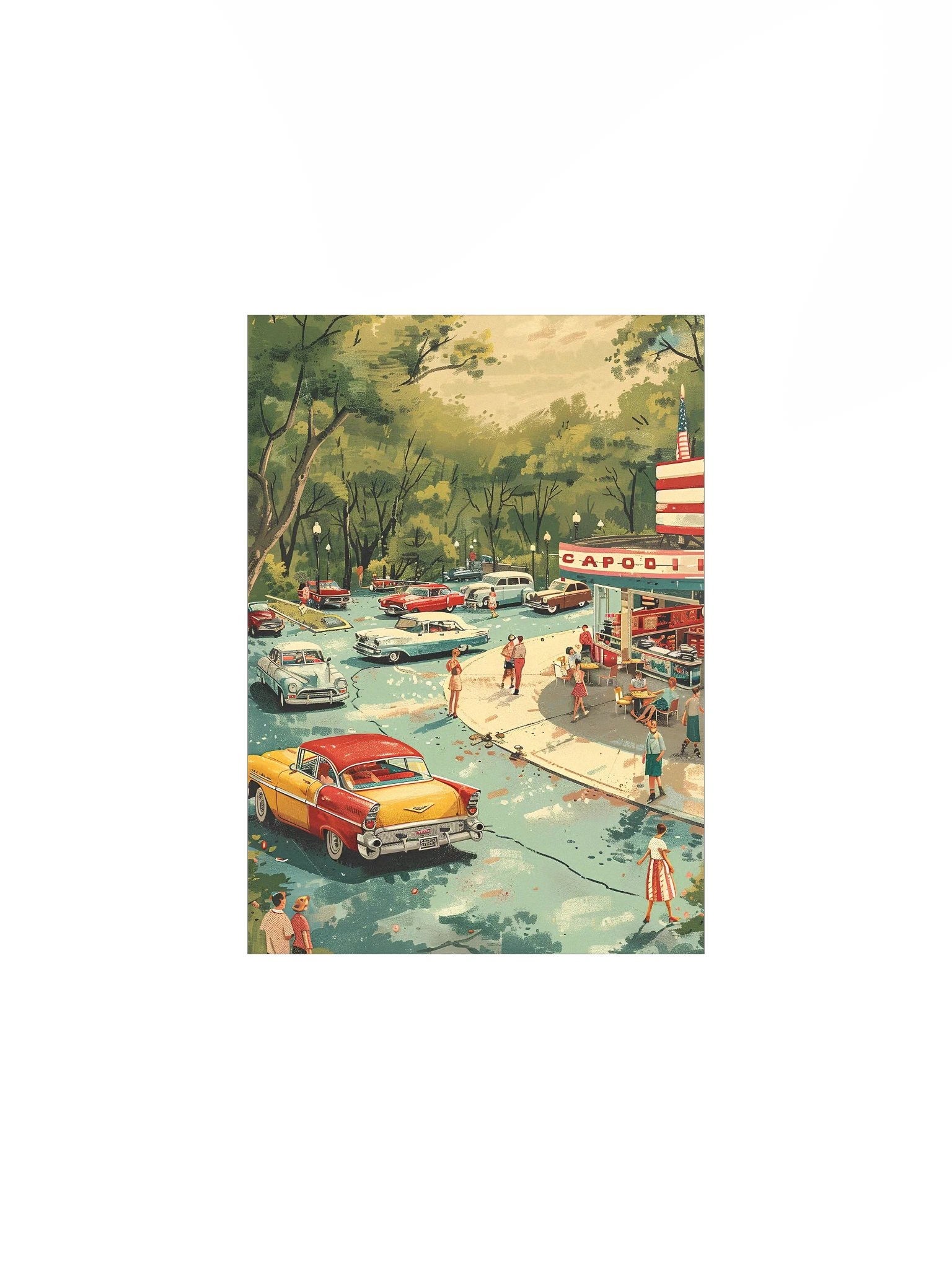 Vintage 1950s Drive-In Diner Poster | Retro American Car Hop Wall Art | Classic Cars Nostalgic Print product image (4)