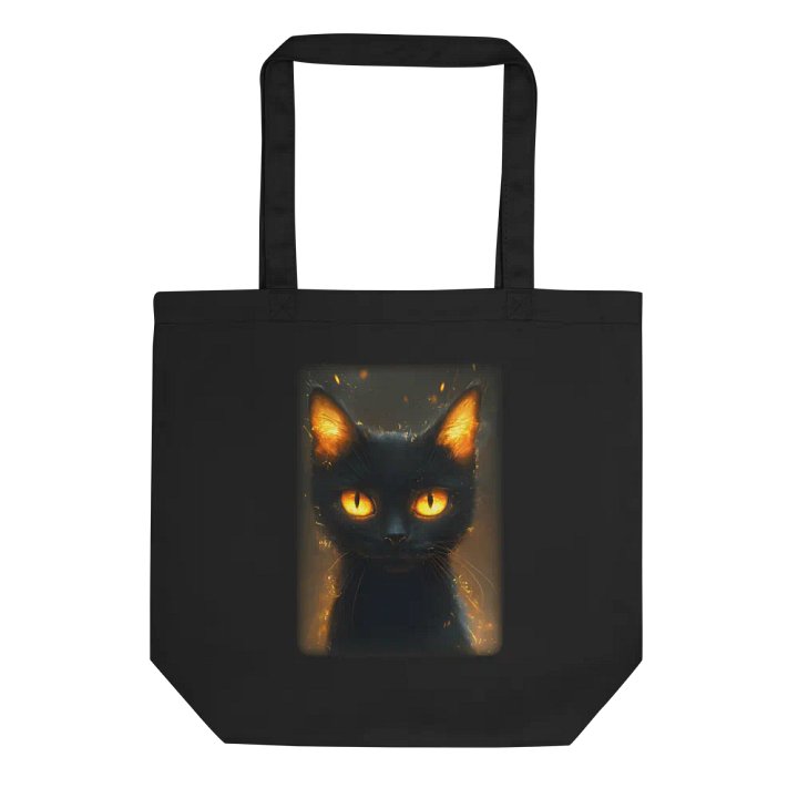 Eco-Friendly cotton Tote Bag. Cat with fire in its eyes product image (1)