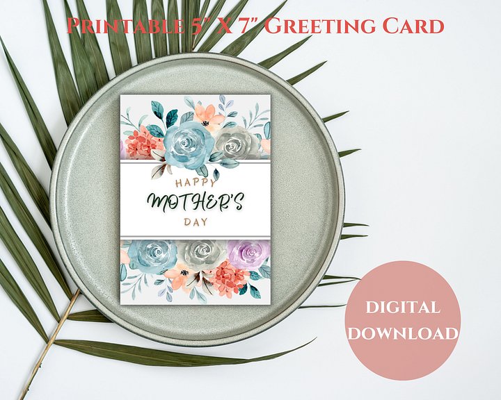 Beautiful Orange/Blue Bouquet Mother's Day Card product image (1)