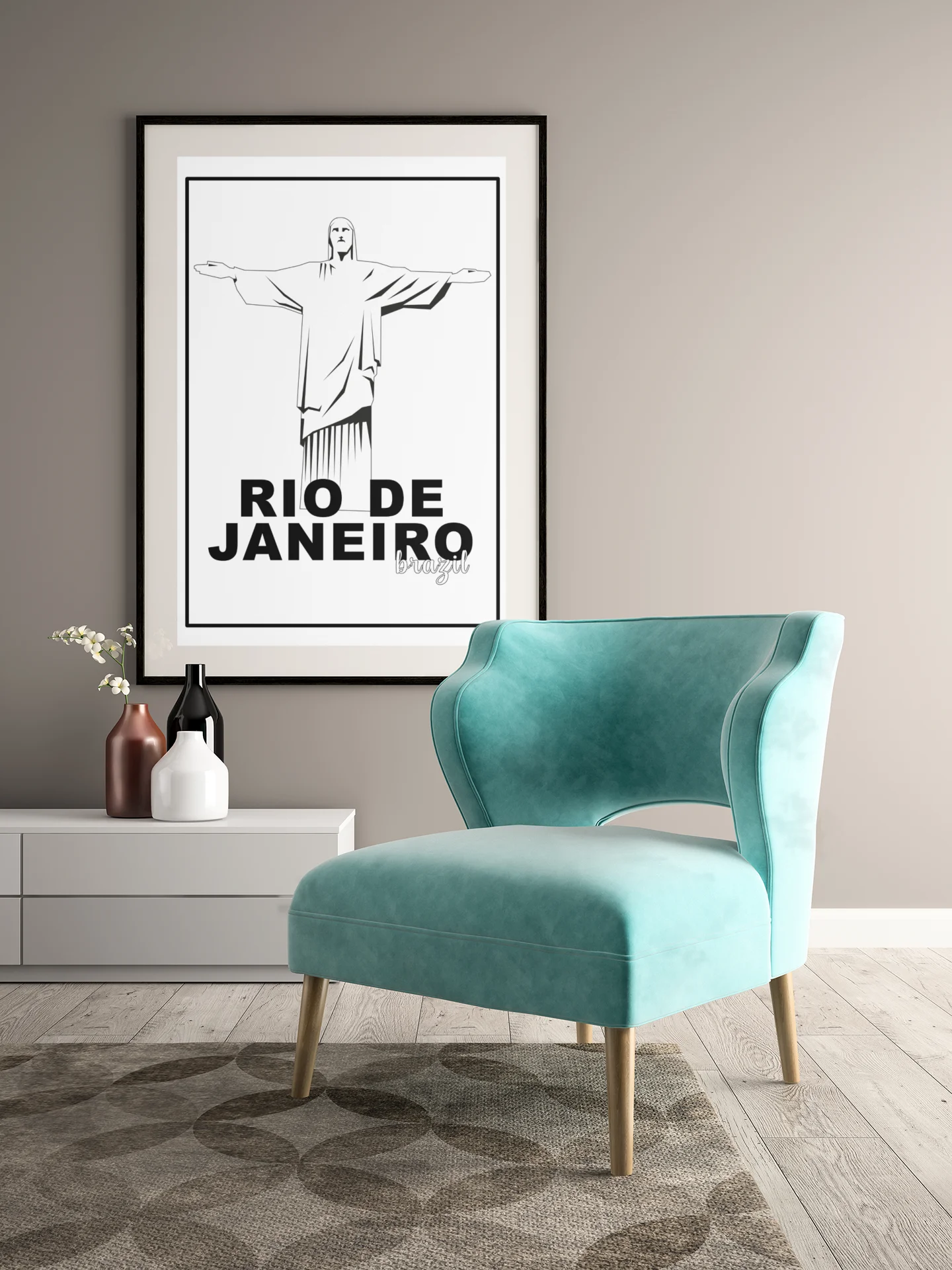 Christ the Redeemer Statue Poster, Iconic Rio de Janeiro Brazil Landmark, Black & White Minimalist Art, Travel Wall Decor, Souvenir product image (4)