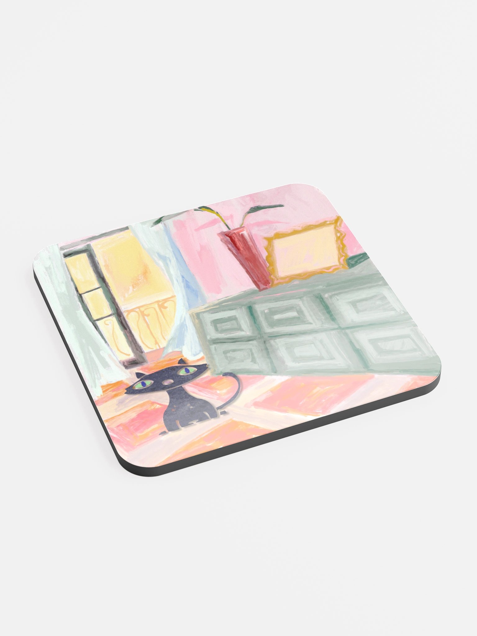 Whimsical Funny Black Cat Coaster Set product image (2)