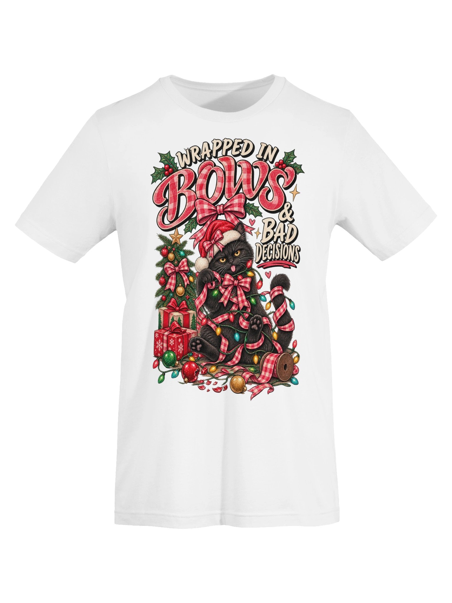 Wrapped in Bows & Bad Decisions Christmas Shirt | Funny Holiday Raccoon Tee product image (71)