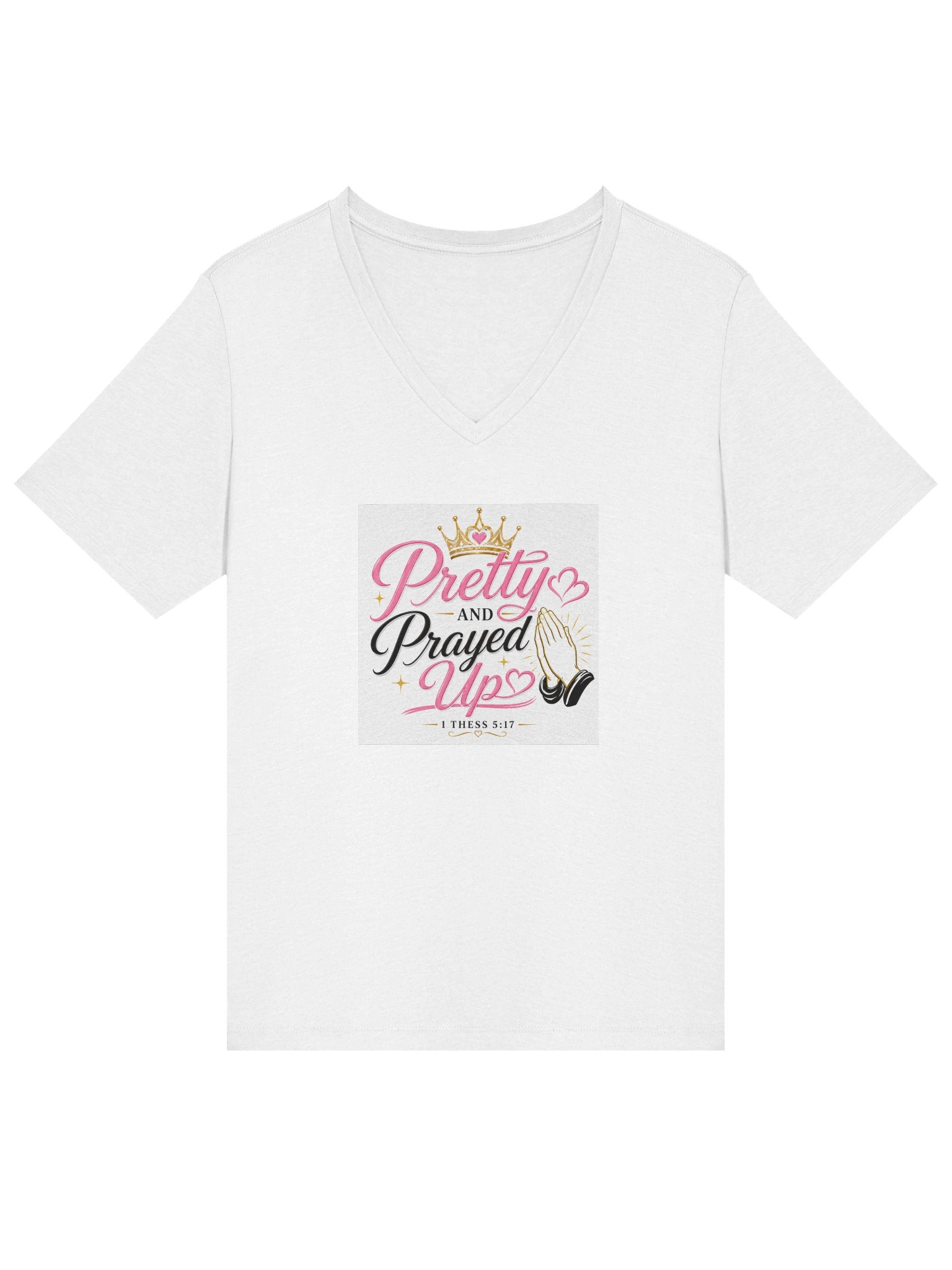 Pretty and Prayed up Cotton Tee V-neck product image (3)