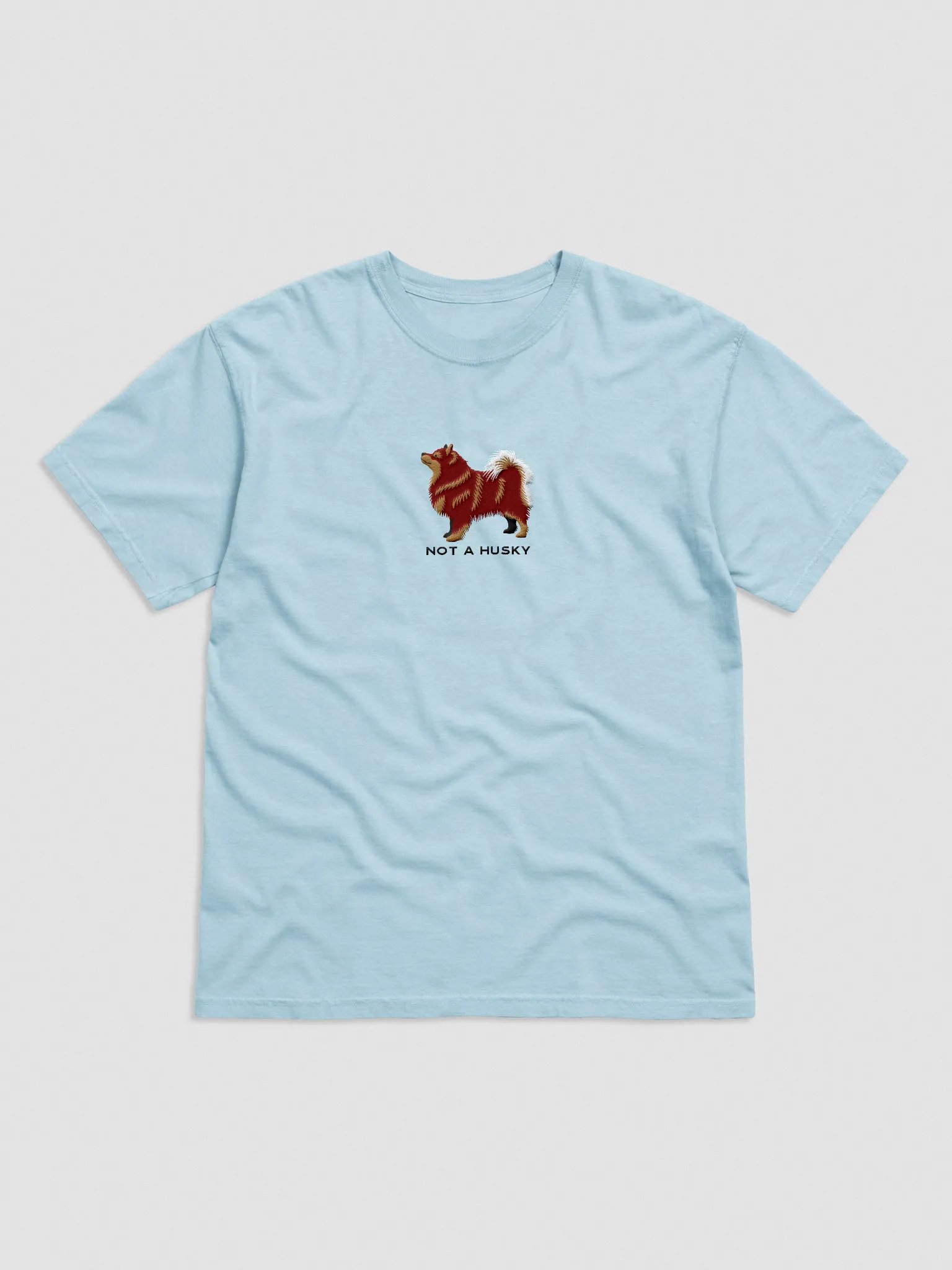 Not a Husky T-Shirt(Embroidered) of a Finnish Lapphund(Red & Tan) product image (4)