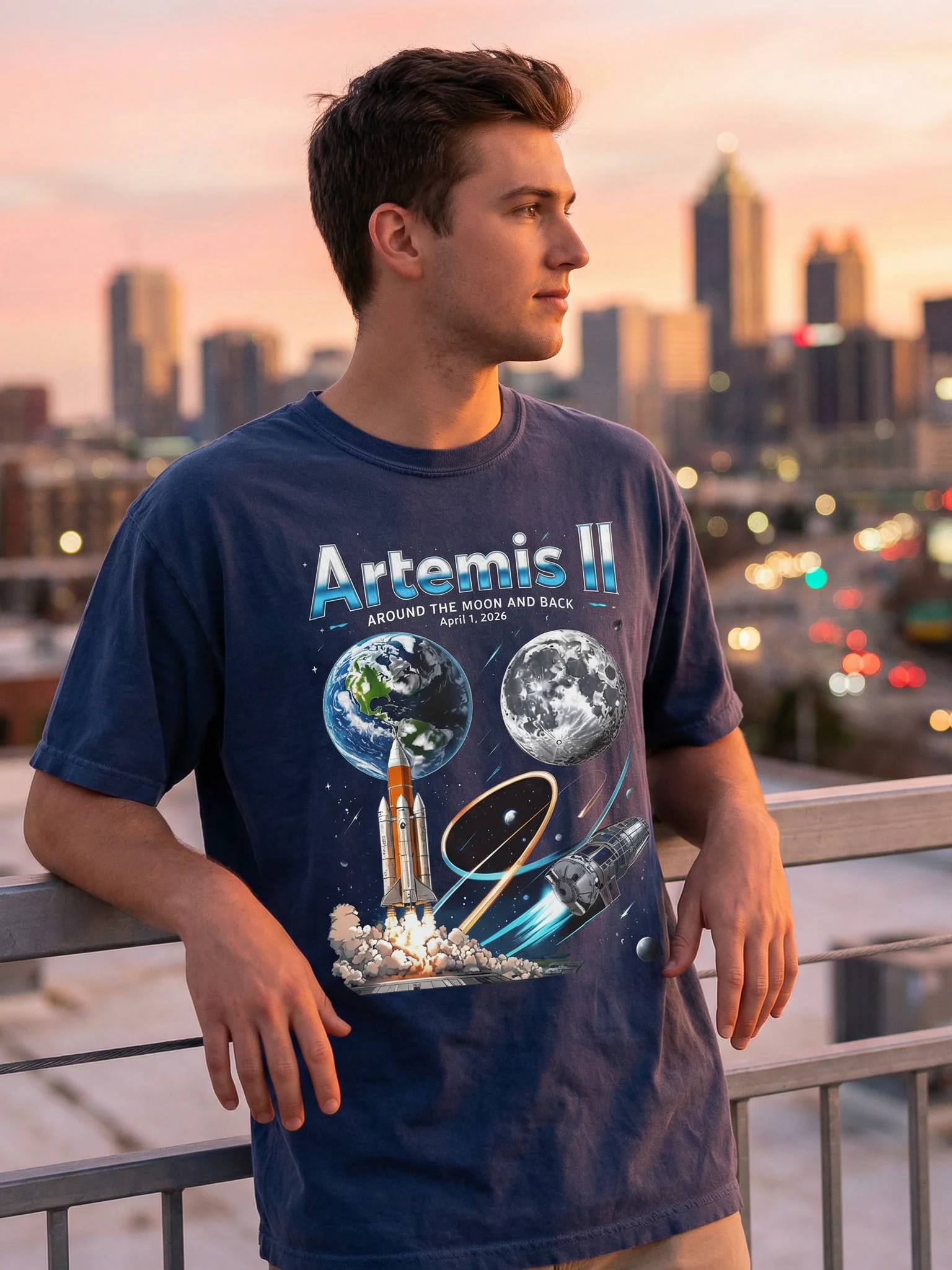 Artemis II Space Mission T-Shirt Moon Rocket Graphic Tee product image (2)