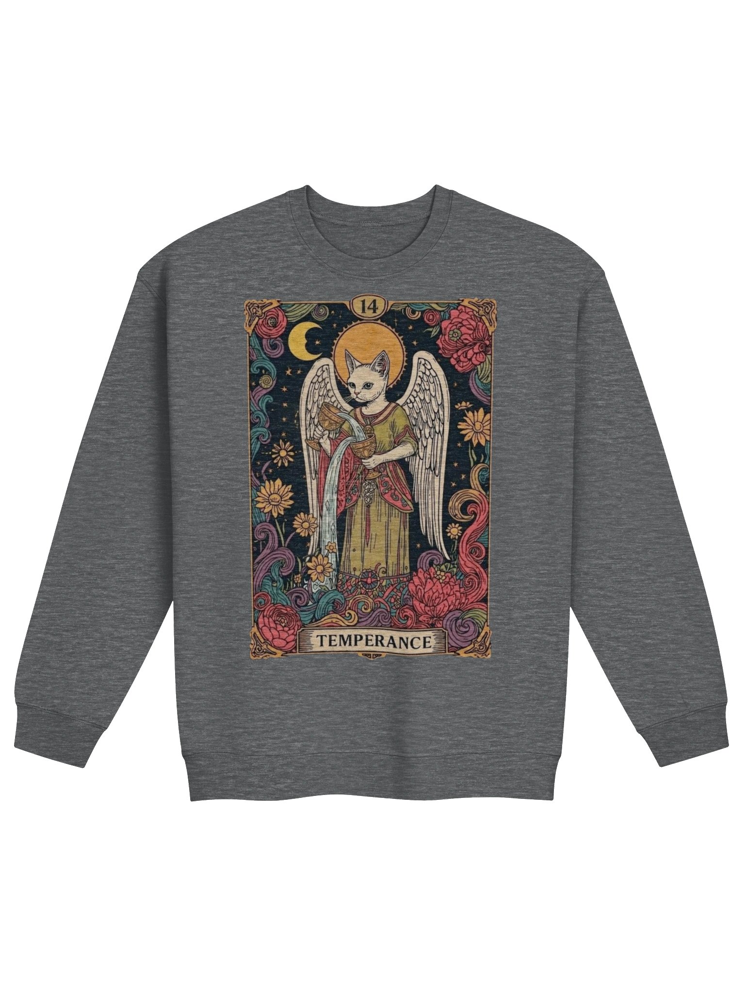 Temperance Winged Cat Tarot Sweatshirt, Mystical Celestial Crewneck product image (2)