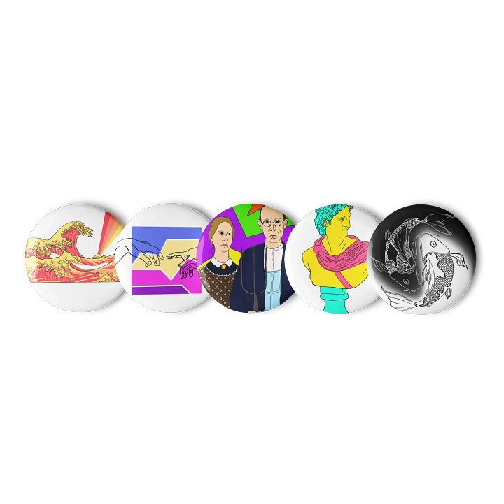 Cool Art Button Set – Unique Artistic Pins for Jackets, Bags & More product image (1)