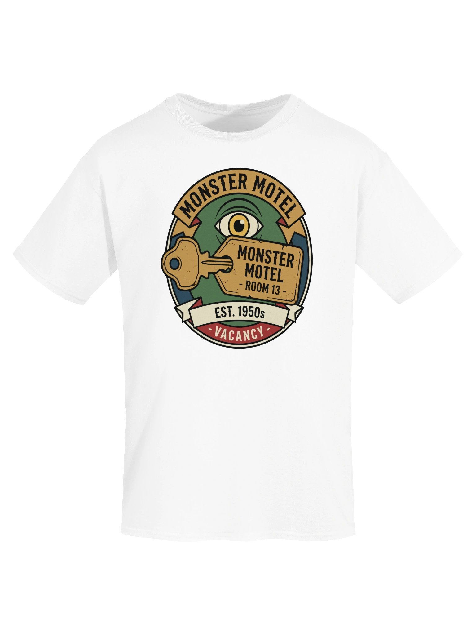Monster Motel – Vintage Horror Badge T-Shirt product image (5)