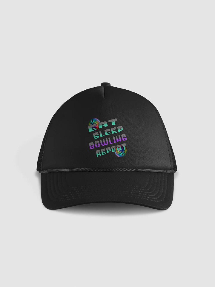 Eat Sleep Bowling Repeat Angle Strike Style Foam Trucker Hat product image (1)