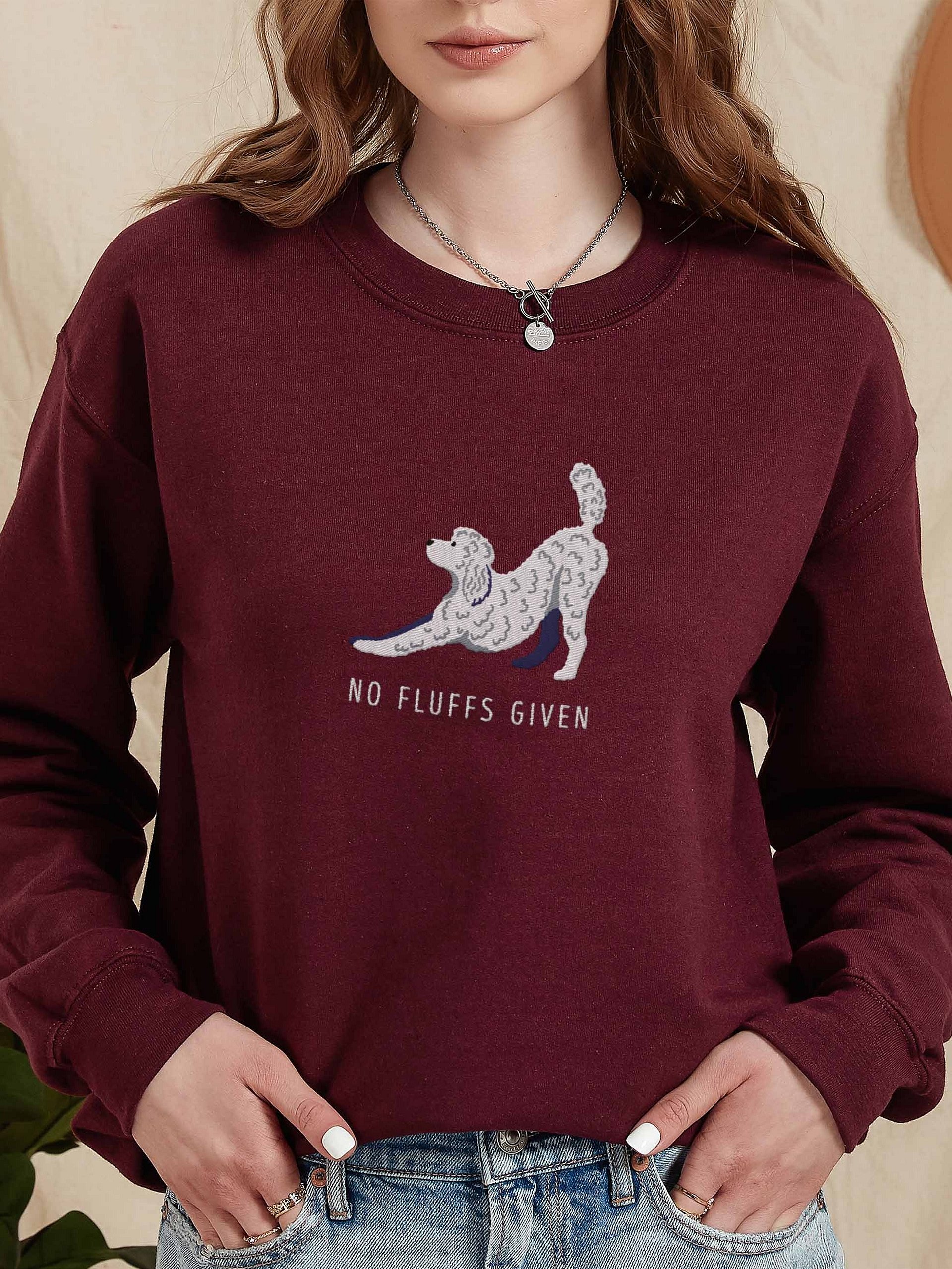 No Fluffs Given Sweatshirt (Embroidered) of a Standard Poodle(White 2) product image (2)