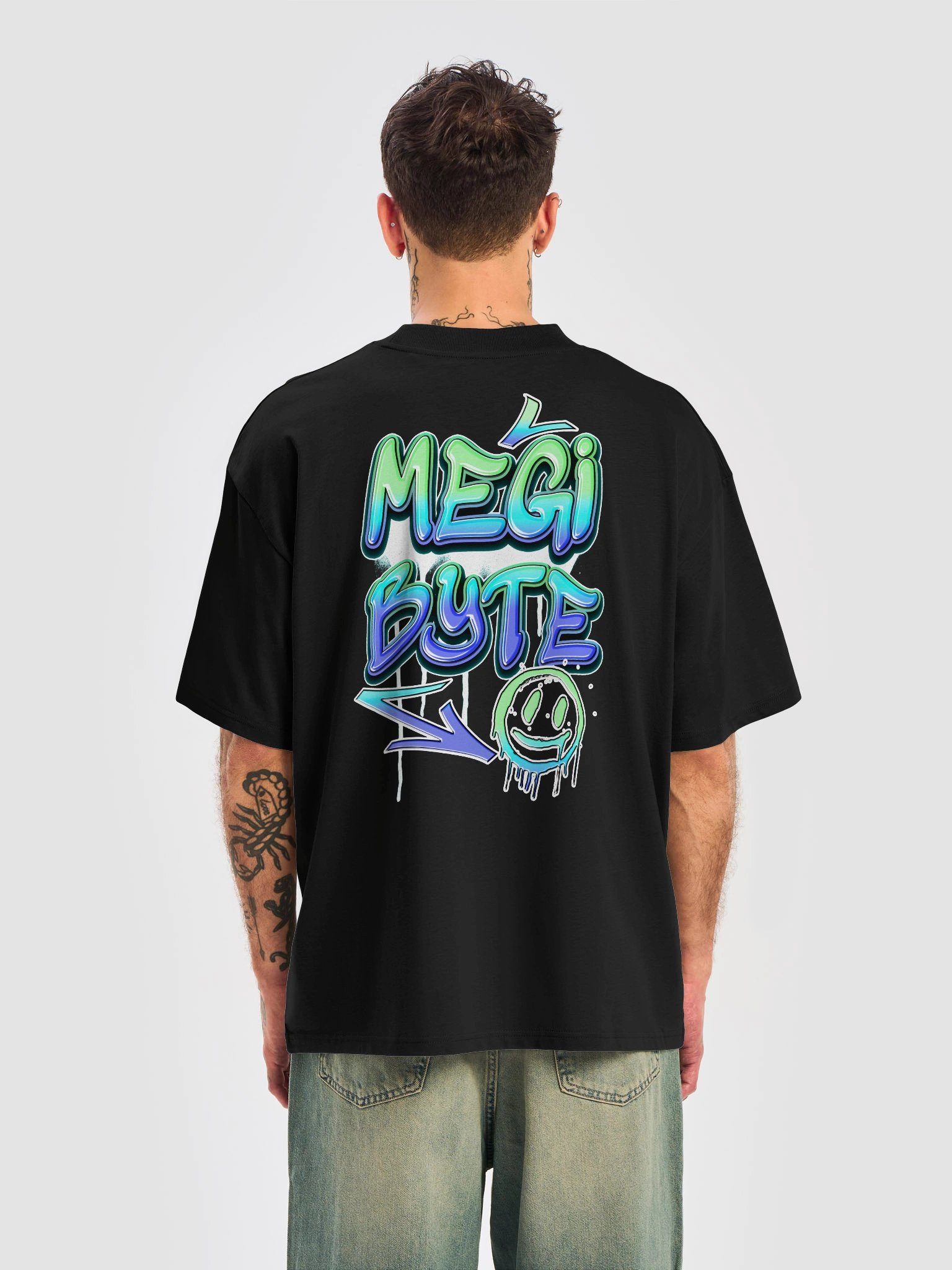 MEGIBYTE GRAFFITI OVERSIZED TEE | BLUE product image (6)