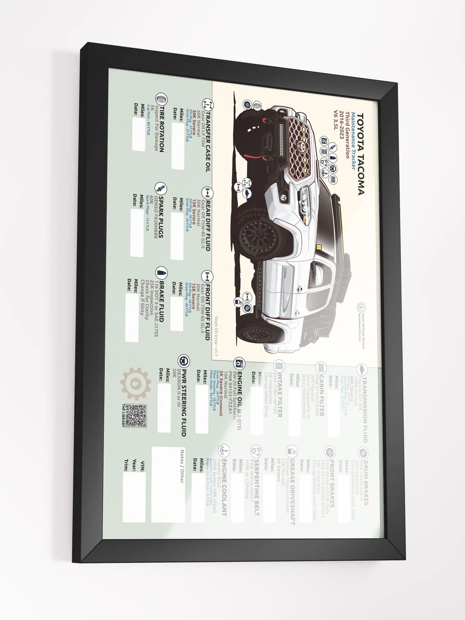 3RD GEN MAINTENANCE TRACKER V1.1 - White (Framed) product image (4)