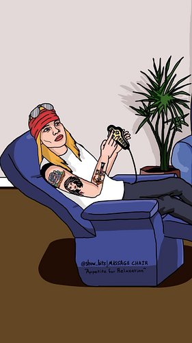 Axl Rose sits in a massage chair. #axlrose #gunsnroses #massagechair #musicparody #showbits #animation #comedy