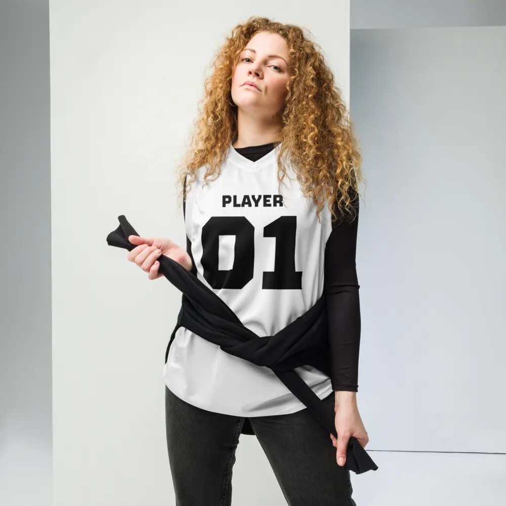 'Player 01' Unisex White Basketball Jersey product image (1)