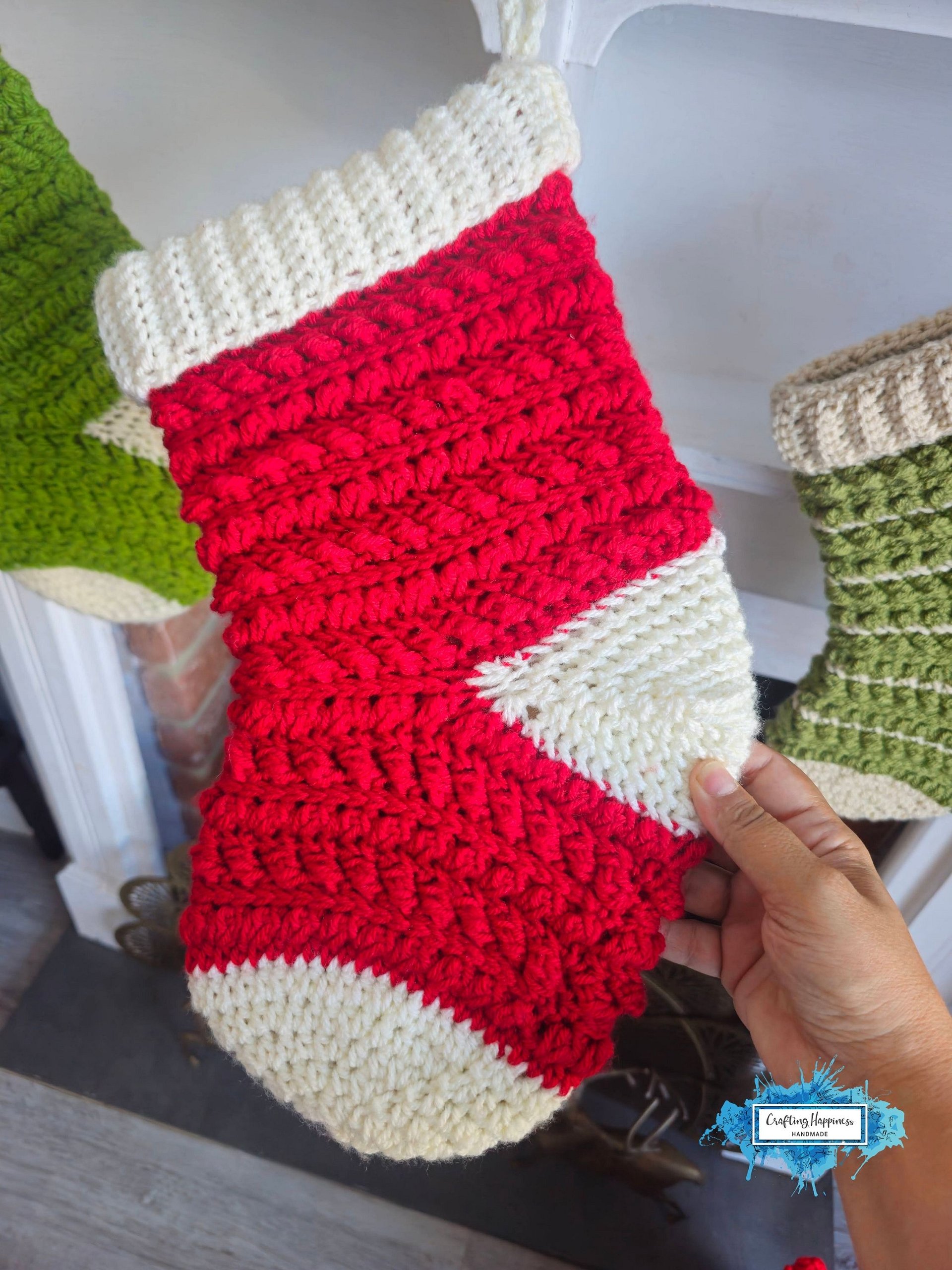 CROCHET PATTERNS + VIDEO | Christmas Stocking Pattern pdf | Moon Fern Christmas Collection | Textured Holiday Sock | Mantel Decor product image (6)