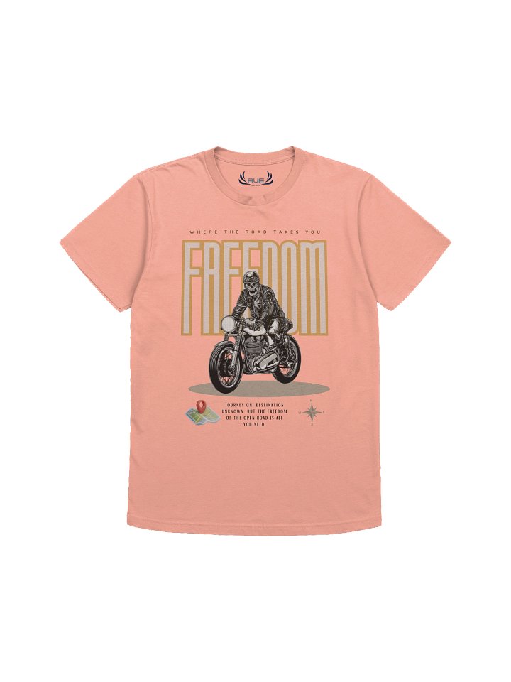 Premium FREEDOM Adventure Tee – Unisex Artistic Biker T-Shirt, Soft Garment-Dyed Cotton product image (2)