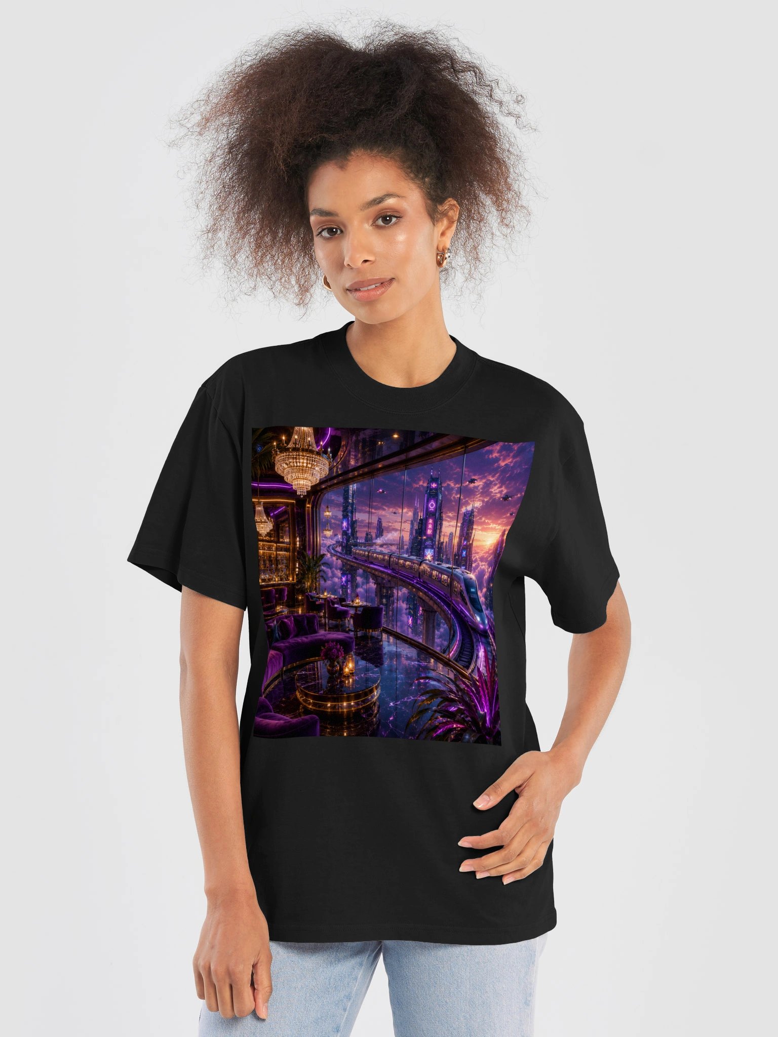 Cyberpunk Future City T-Shirt | Neon Sci-Fi Shirt | Futuristic Architecture & Techwear Gift product image (6)