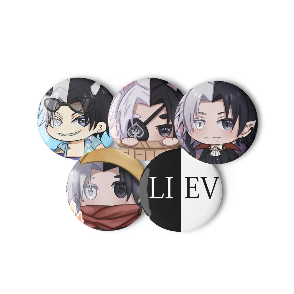 Liev chibi + logo pin pack product image (3)