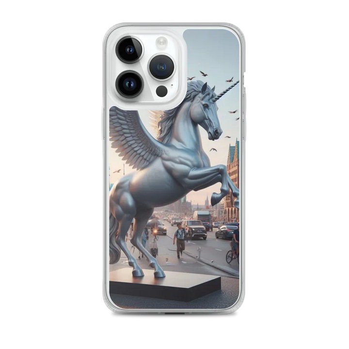 MagSafe® Clear Case for iPhone® | Ebon Majesty: AI-Designed Silver Winged Unicorn product image (2)