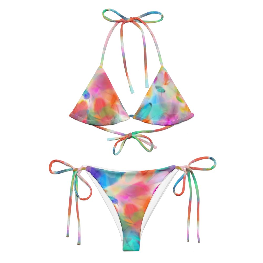 Colorful Feather Pattern Design String Bikini - v4 product image (1)